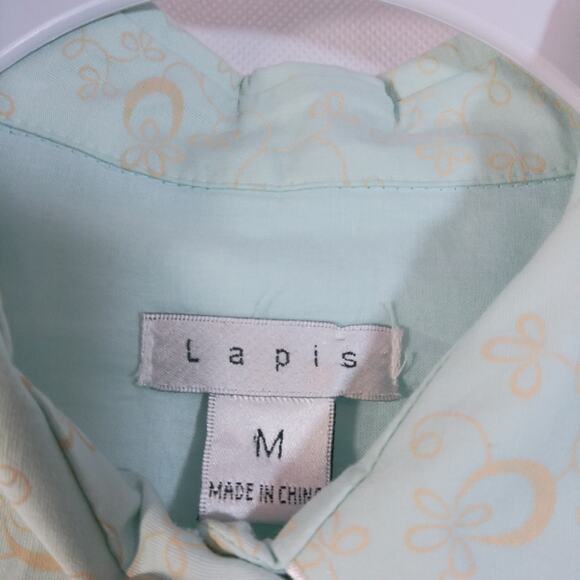 Vintage Lapis Green Cotton Cottage Core Button Front Dress M - Picture 3 of 8